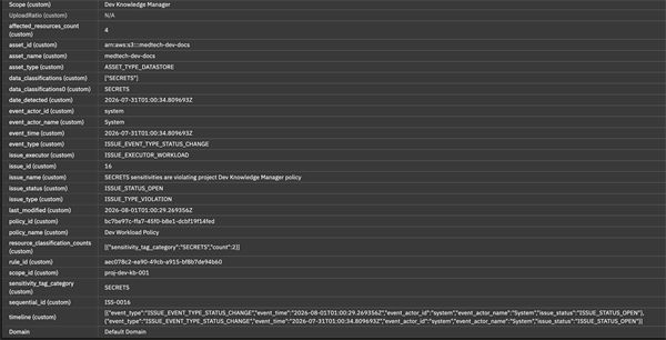 Custom Event Properties for IBM Guardium Exposure Manager